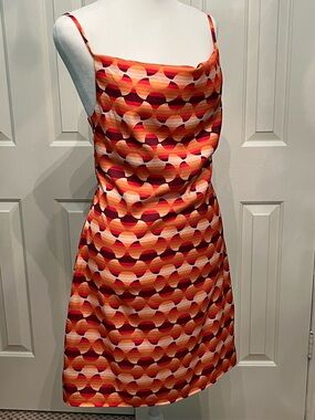 Urban Outfitters Retro Cowl Slip Dress in Orange and Red